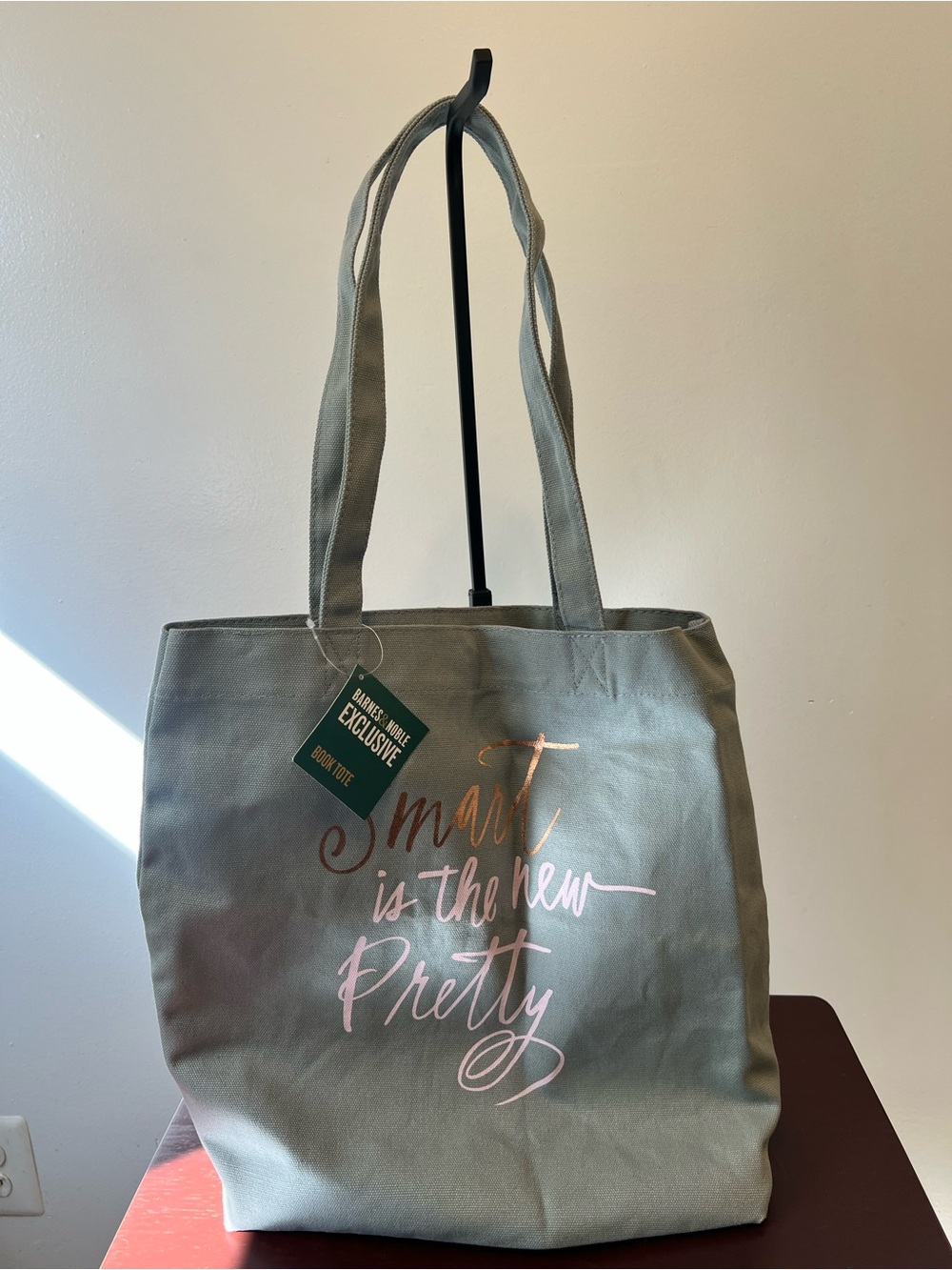 Barnes & Noble Exclusive Book Tote Bag Gray Smart Is The New Pretty Canvas NWT